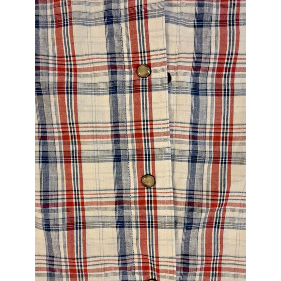 Wrangler Shirt Mens 3XL Pearl Snap Red Blue Plaid Long Sleeve Western Cowboy - Picture 2 of 6